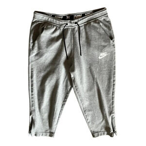 Nike womens carpi length zip hem pull on elastic waist light gray athletic M